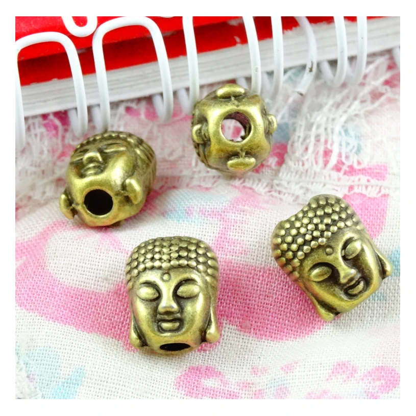 40pcs/veľa Módnych Antické bronzové Pozlátené zliatiny Buddha hlavu Kúzlo Guľôčky príslušenstvo šperky Nosenie strand náramky