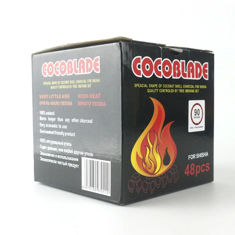 48 KS/Box Kokosové Uhlie Shell pre Shisha Hookah,tepla kovové bowlFully Spaľovanie Uhlia vejárovité Prírodné