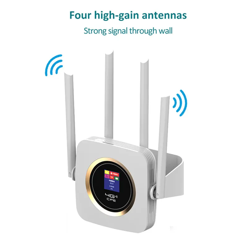 4G CPE Wifi Opakovač 300Mbps Wireless Wi fi, LTE FDD TDD Router, Gateway 4*Anténa sim slot, Ethernet boradband siete +Batérie
