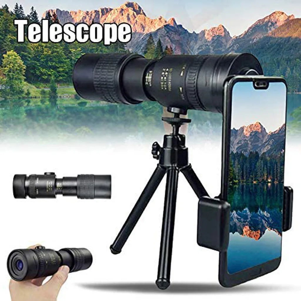 4K 10-300X40mm Super Zoom Teleobjektív Monokulárne Ďalekohľad Prenosné Vysoký Výkon Vonkajšie cestovného Ruchu Monokulárne Смартфоны iphone