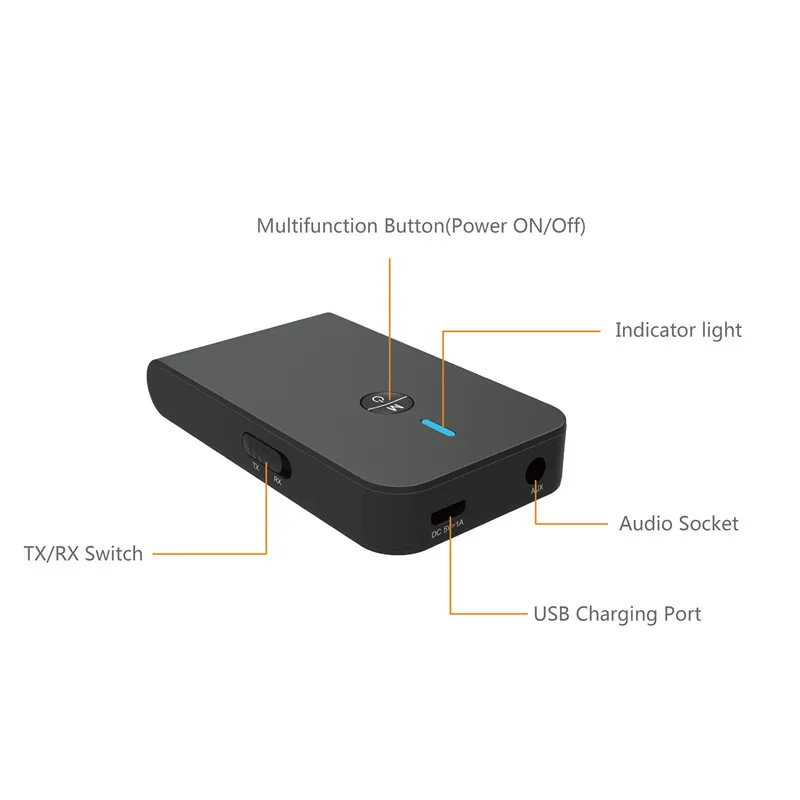 5.0 Bluetooth Adaptér Bezdrôtovej Bluetooth Audio Vysielač, Prijímač pre PC, TV Auta, 3.5 mm AUX Hudby Prijímač Odosielateľovi Adaptador