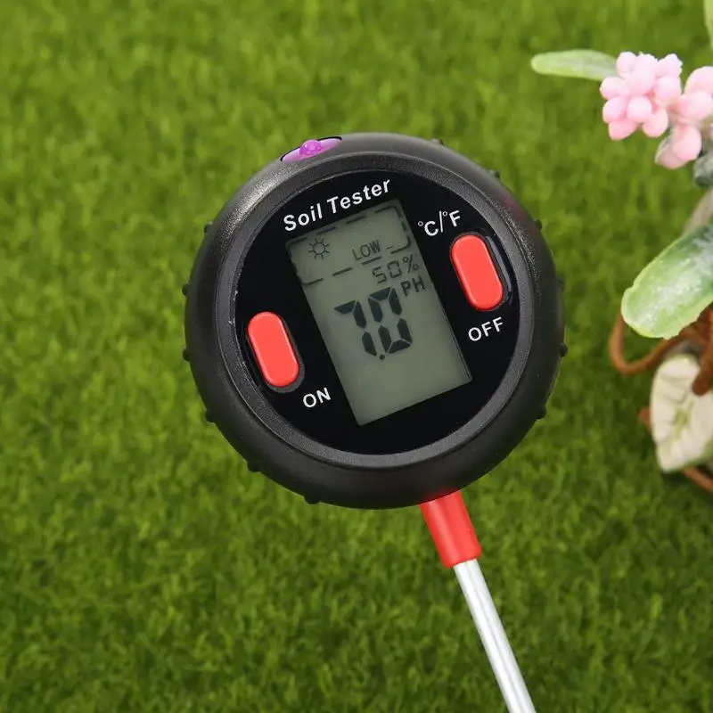 5 v 1 Pôdne PH Meter Pôdy Teplota Vlhkosť Merač Vlhkosti Intenzita Svetla Tester pre Záhradné Rastliny Kvety PH Meter Monitor