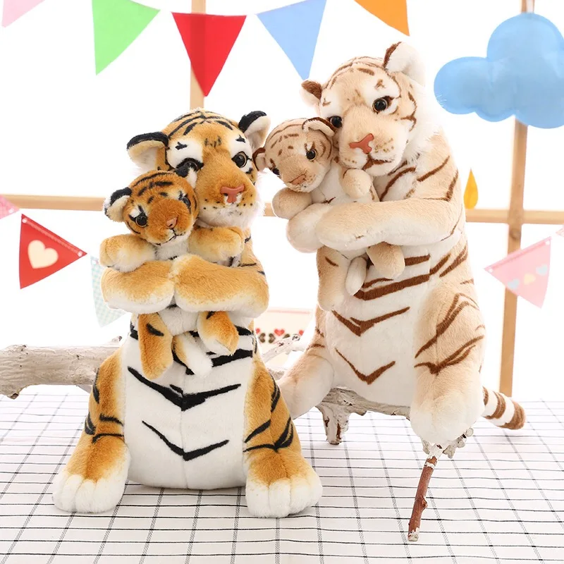 50 CM Matka a Syn Tiger Plyšové Hračky Plyšové zvieratko Plyšové Bábika Simulácia Dieťa Dieťa Tiger Hračky Realisticky Tiger Reálnom Živote Plyšové