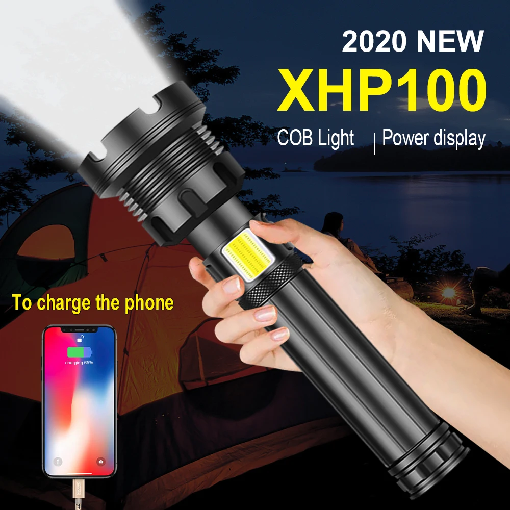 500000LM vysoké svetlé xhp100 výkonné svietidlo led baterkou KLASU zoom taktické svietidlo nabíjateľné 18650 flash light, led XHP70