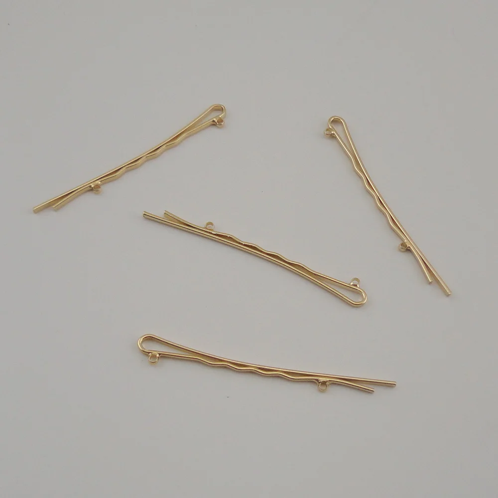 50PCS 6,5 cm obyčajného kovu bobby pin jeden kĺb otvor vlasy list sponky do vlasov s dvoma otvormi tri otvory pre DIY vlasy príslušenstvo