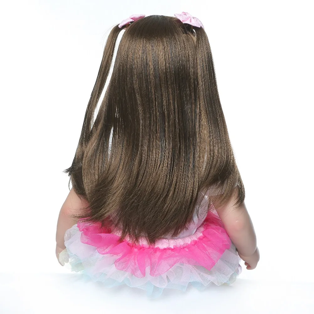 60 CM veľká veľkosť reborn todder dievča bábika princezná dlhé mäkké vlasy hrebeňom zábavná hračka mäkké realisticky skutočný bábika darček Vianoce