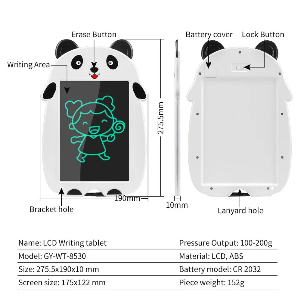 8.5 palcový Panda LCD Písanie Tablet s Digitálne Pero na Kreslenie Elektronických Rukopisu Pad Správu Grafická Doska