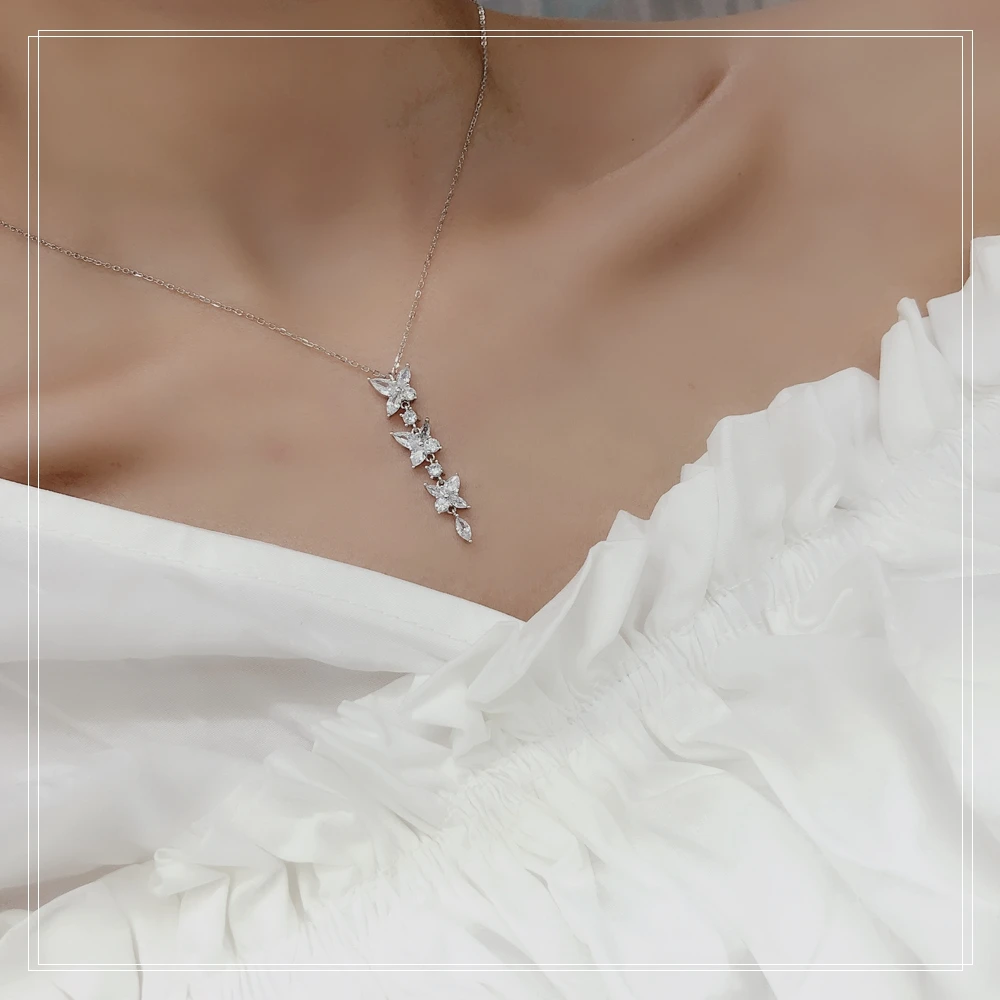 925 Sterling Silver kvetina Náhrdelník vysoko kvalitné dámske náhrdelníky ako darček pre najlepšími priateľmi Dance party Sladké móda