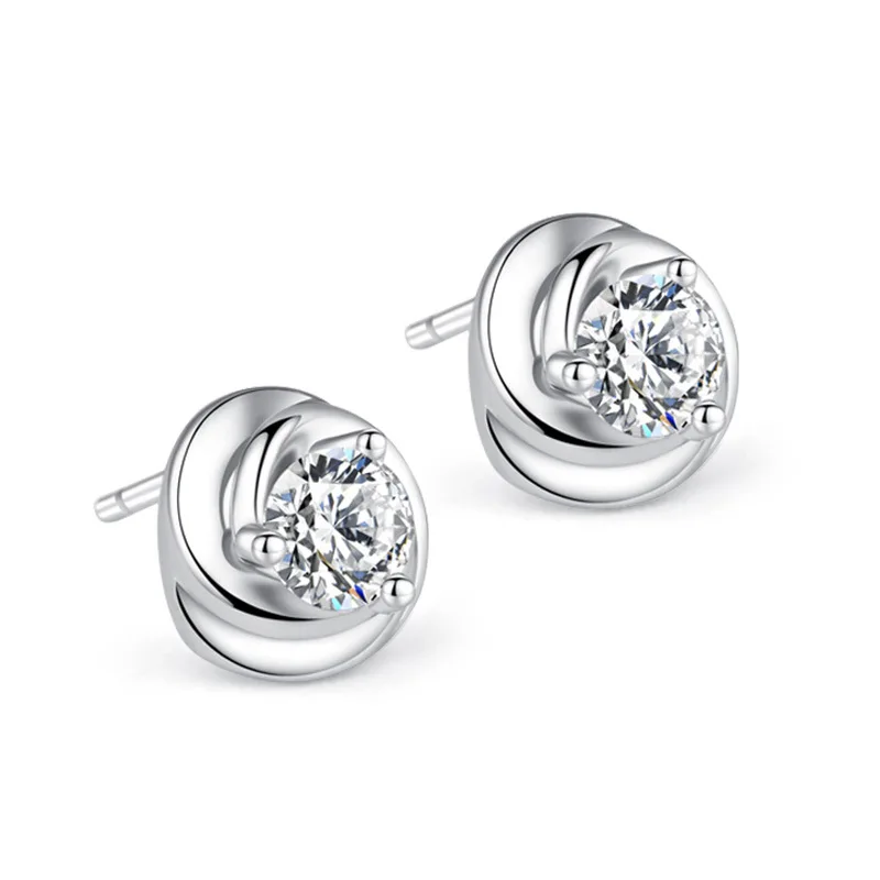 925 sterling silver módne lesklé crystal kvet dámy stud náušnice šperky žena darček č fade drop shipping lacné