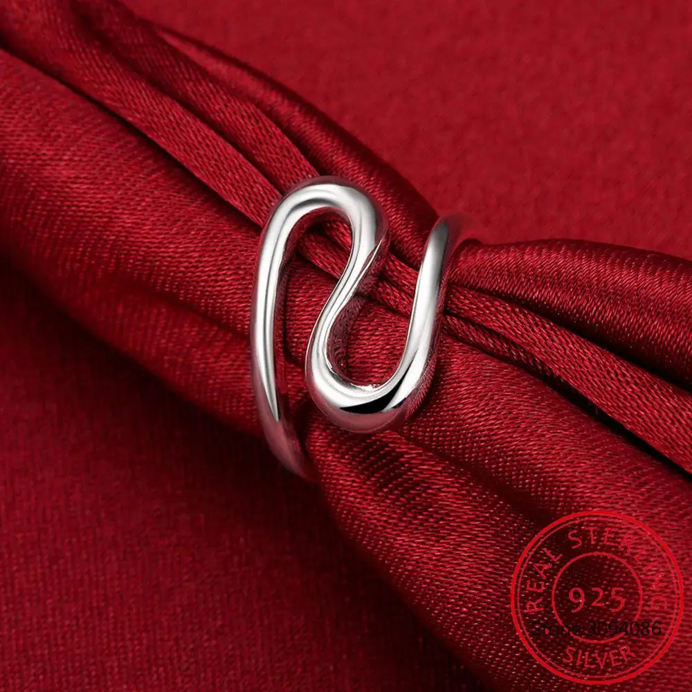 925 Sterling Silver Zásnubné Prstene pre Ženy Pár Trendy Nepravidelný Geometrické Ručne vyrábané Šperky Valentín Dary
