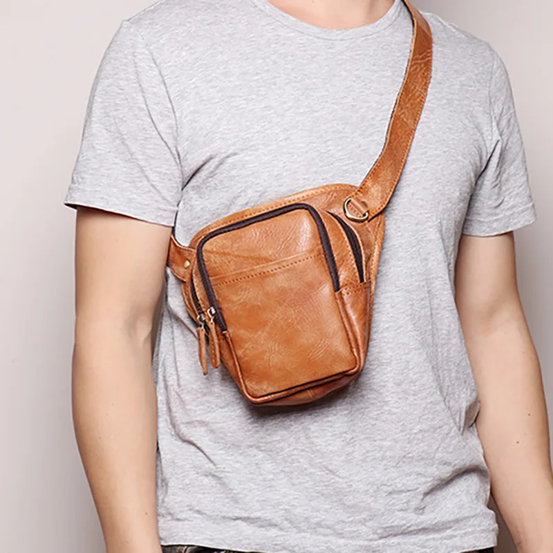 AETOO pánske kožené športové kabelky, matný kožené stiletto taška, multi-funkčný mobilný telefón taška.