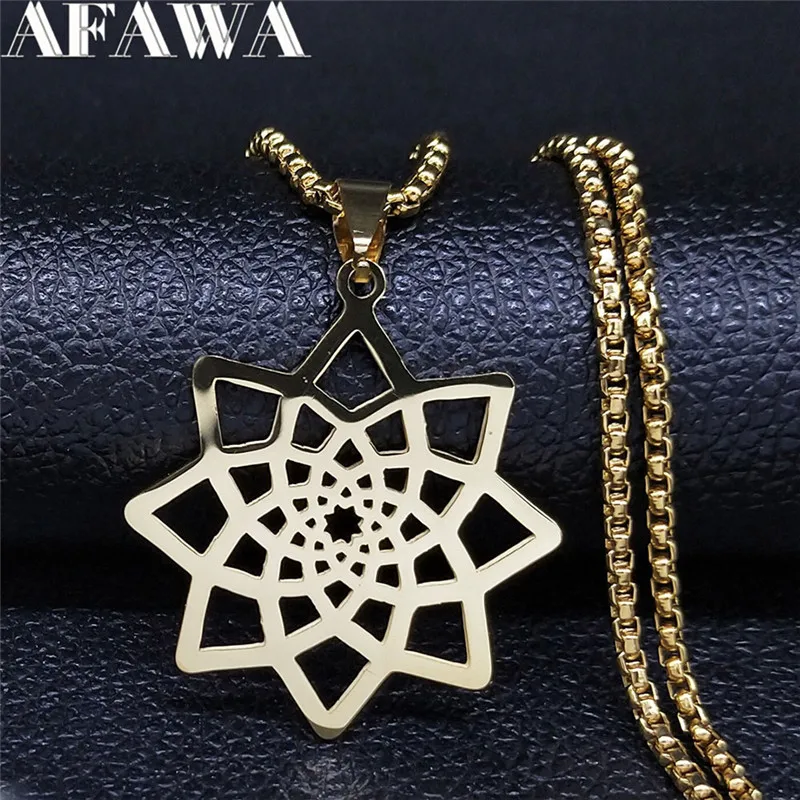 AFAWA 2021 Kvet Života Nehrdzavejúcej Ocele Reťazca Náhrdelník pre Ženy/Mužov Zlatá Farba Náhrdelníky & Prívesky, Šperky joyas N4109S01