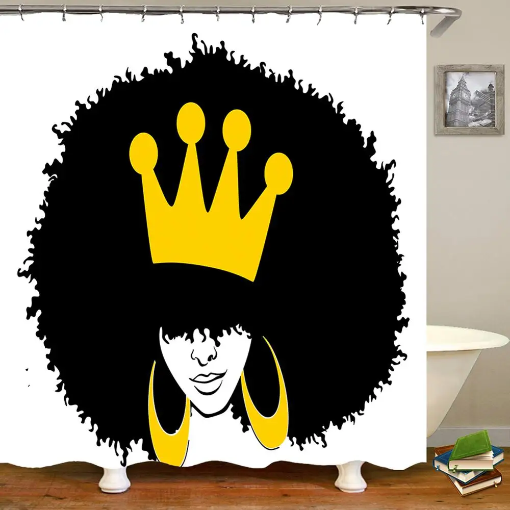 Africká Žena, Nepremokavé Sprchový Záves pre Kúpeľňa Abstraktné Opony Art Design Polyester Plesniam Dôkaz Vaňa Displej s Háčikmi
