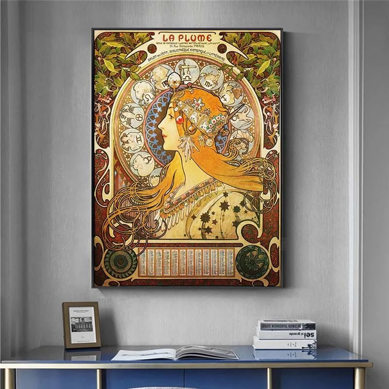 Alphonse Mucha Slávny Ilustračného umenia Tlač na Plátno Plagáty A Vytlačí Klasických secesných Žena Umenie Fotografie Domova