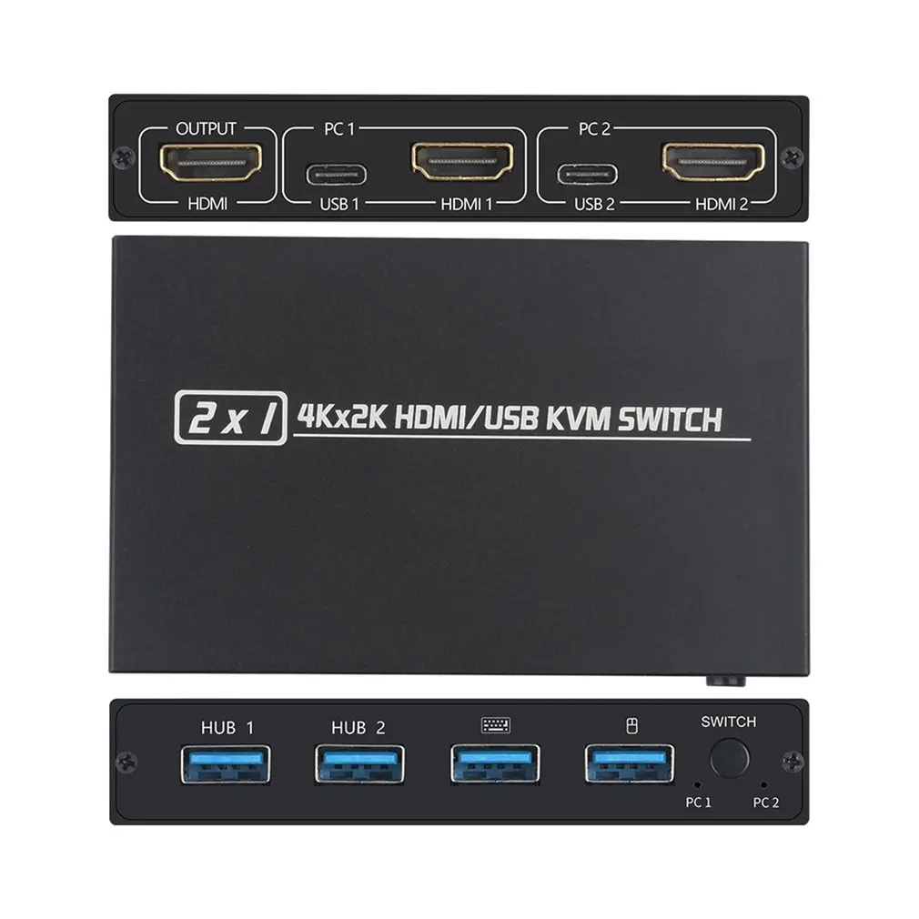 AM-KVM201CL Kvm Hdmi Dva V Jednom Z Prepínač 2 Porty USB Klávesnice, Myši, Tlačiarne, Zdieľanie 4K Počítačové Miestnosti Monitorovanie Hostí