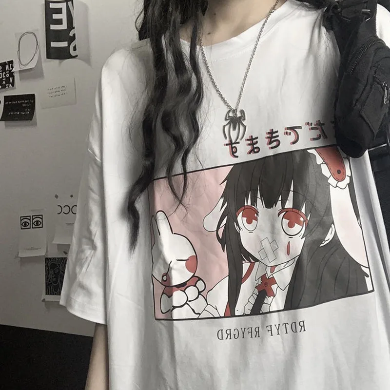 Amín T-shirt Ženy Letné Ružové tričko Vtipné Ženy Harajuku Karikatúra Holka kawaii T-shirt Hip Hop Nadrozmerné Tričko Streetwear