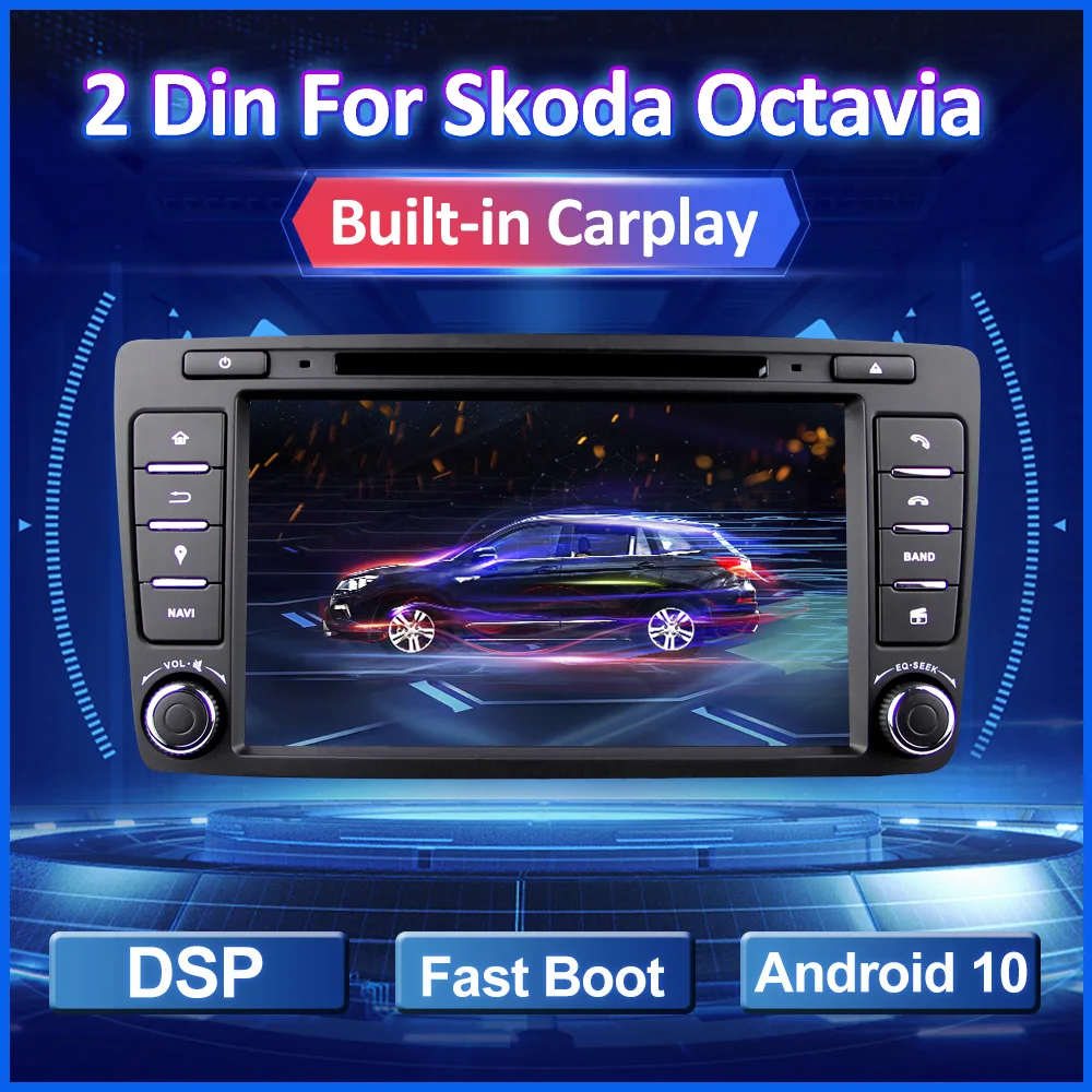 Android 10 autorádio DVD Pre Škoda Octavia A7 2009-Multimediálne Video Prehrávač, 8 palcový Displej Navigácie GPS Carplay USB, 2 Din