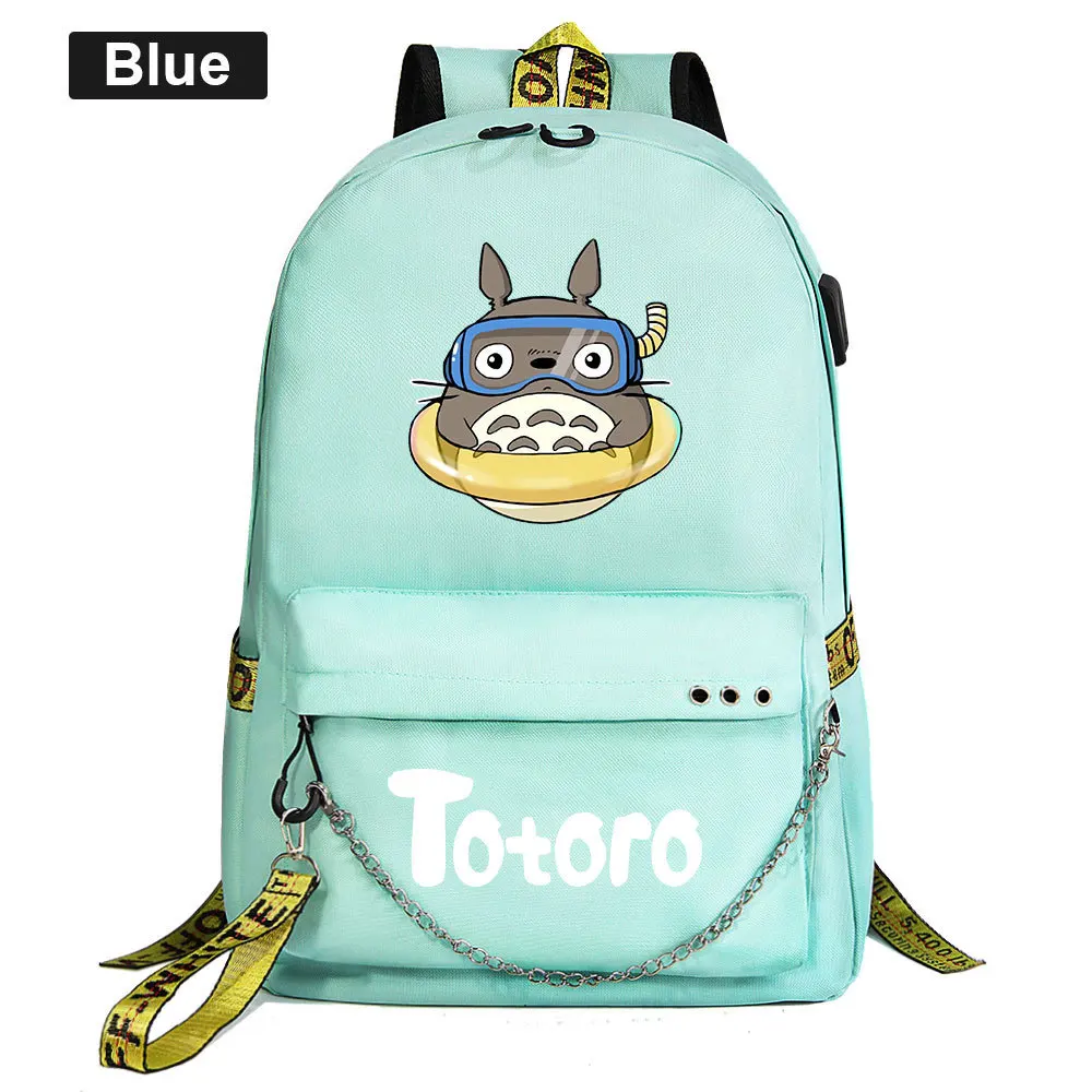 Anime Môj Sused Totoro Batoh Ženy Muži S USB Nabíjanie Reťazca Zväzok Batoh Denné Cestovné Tašky Knihu Tašky Mochila