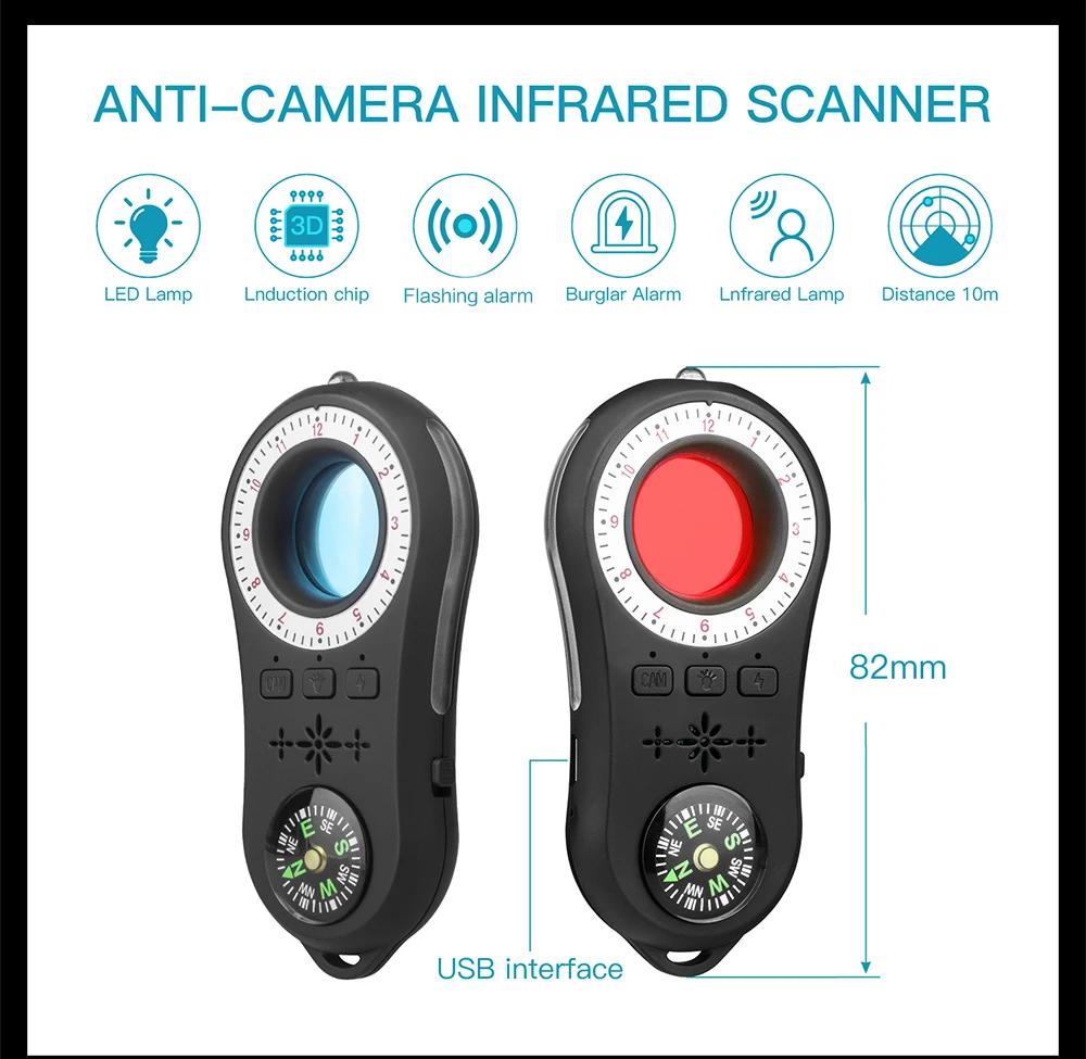 Anti - Spy Detektor Bezdrôtový Objektív Fotoaparátu Skryté Signál Zariadenia Finder Súkromie Chrániť Bezpečnosť Mini Travel Otrasový Snímač Anti-Thef