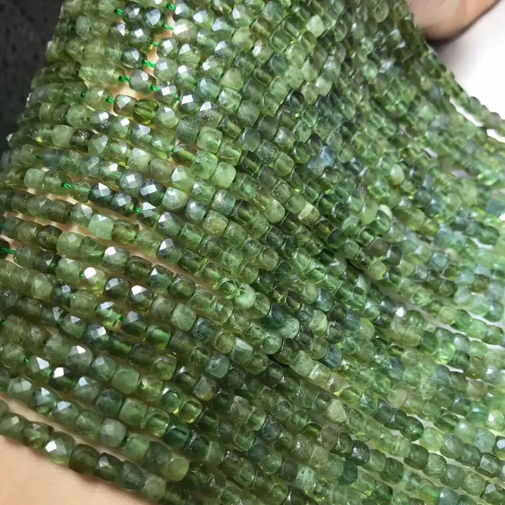 Apatit zelený/MODRÝ štvorec tvárou 4-5mm pre KUTILOV, šperky, takže voľné korálky FPPJ veľkoobchod prírody drahokam