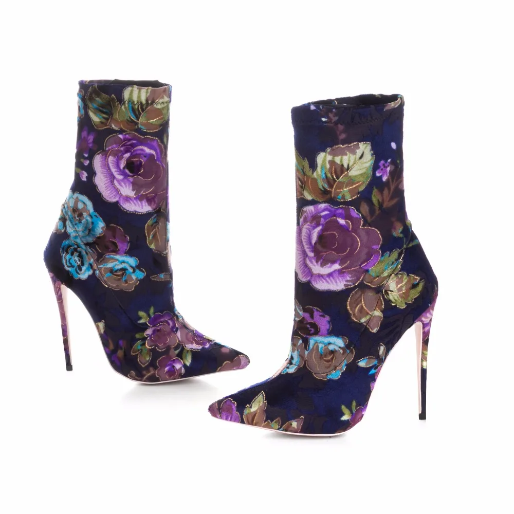 Arden Furtado 2020 jar vysoké podpätky kvety krátke topánky, sexy bodce podpätky úsek členková obuv obuv pre ženy, veľká veľkosť 33-45