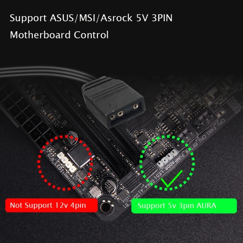 ARGB 5V 3 Pin Predlžovací Kábel AURA MSI Doska Splitter Adaptér 5V Takmer Svetelné Pásy Ventilátor M5TB