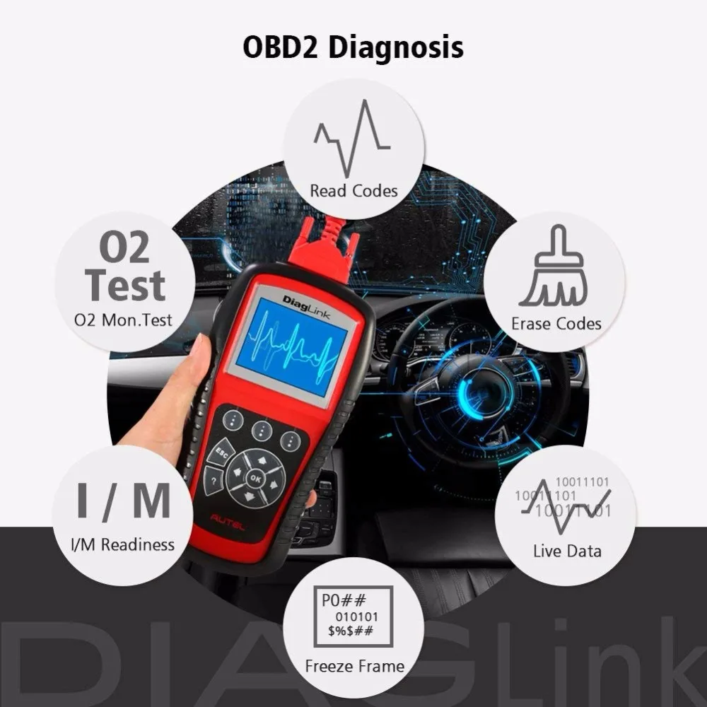AUTEL Diaglink OBD2 EOBD Automative Diagnostický Nástroj, pomocou OLS EPB ABS Olej Všetkých Systém Skener Code Reader Rovnakú funkciu ako Autel MD802