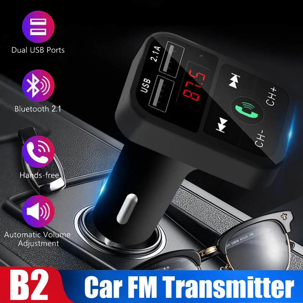 Auto Nabíjačka, FM Vysielač Bluetooth Prijímač USB Mp3 prehrávač s Bezdrôtovým LED Digitálny Displej, Handsfree, Auto Príslušenstvo Speakerphon