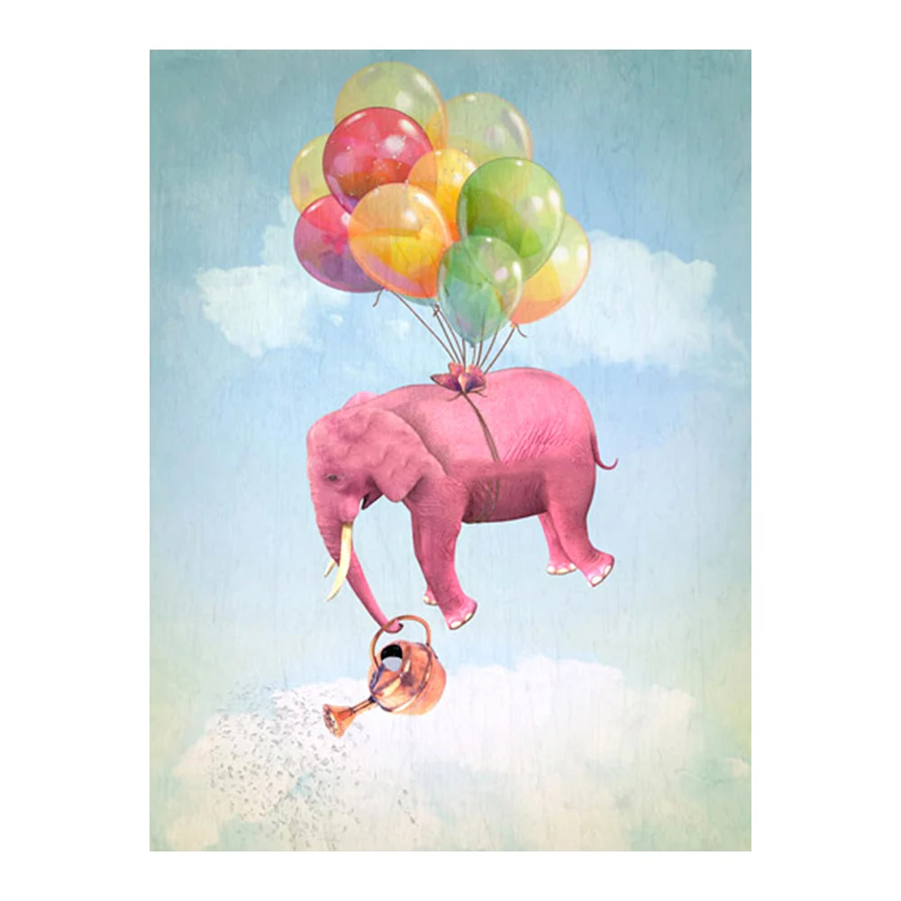 Balón Ružový Slon Diamond Maľovanie Cartoon Zvierat Kolo Plné Vŕtanie Nouveaute DIY Mozaiky Výšivky 5D Cross Stitch Dary