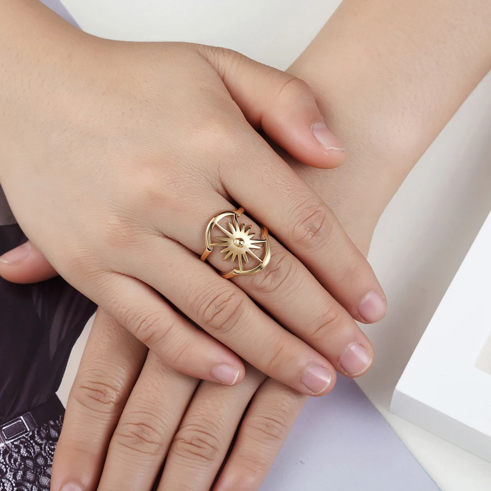 BAOLAISI Prstene Pre Ženy Trendy Snowflake Štýl Kapely Svadobné Krúžok Gold-Farba Nehrdzavejúcej Ocele Zásnubný Prsteň Svadobné Šperky