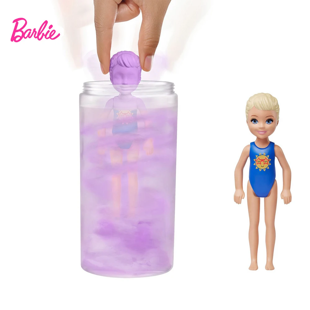 Barbie Farbu Odhaliť Málo Kelly Chelsea Vonkajšie Štýlová Bábika Teploty, Snímanie Zafarbenie 6 Prekvapení, Slepé Okno Hračky GTP52