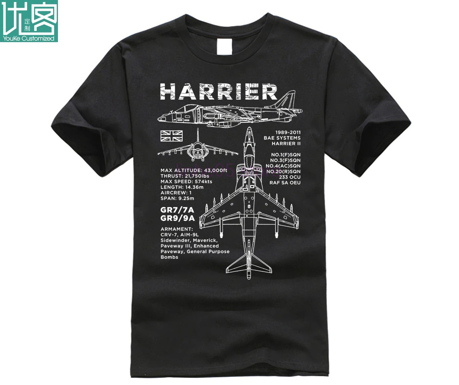 Bavlna Zbrusu Nový T-Shirts Harrier GR7 7A Plán T-Shirt GR9 9A BAE AV8B Lietadla RAF 1 3 4 20 LETKY Print T Shirt Mužov