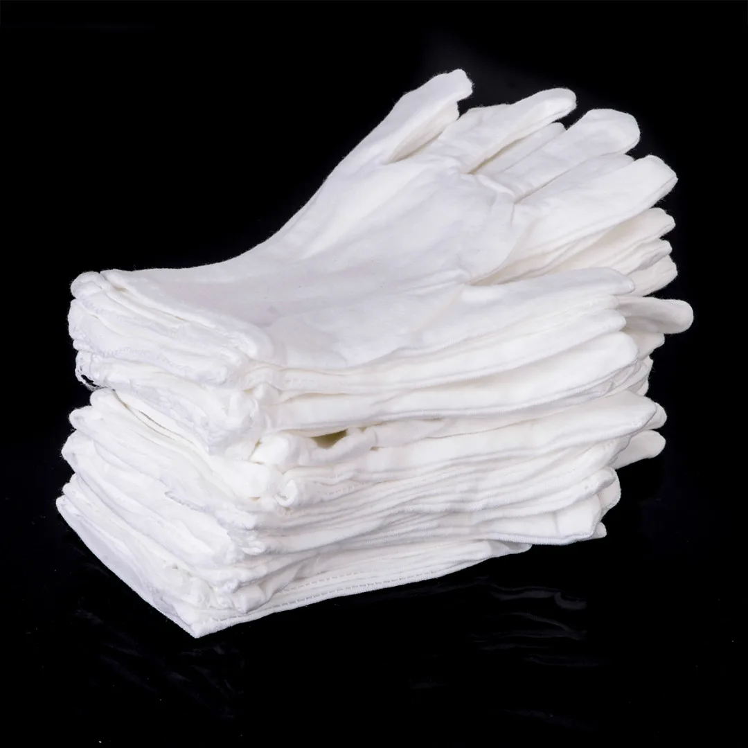 Bavlnené Biele Rukavice Unisex 12 Párov L Veľkosť Bezpečnosti Práce A Ochrany Dodávky Pre Záhradníctvo Zváranie Pracovné Rukavice