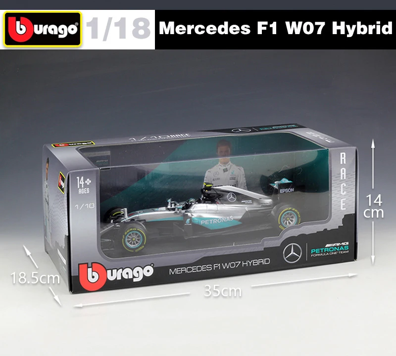 BBurago Diecast 1:18 Rozsahu Simulátor Mercedes Benz W07 Vzorec Jeden Model Auta Kovové F1 Racing Zliatiny Autíčka Na Zber