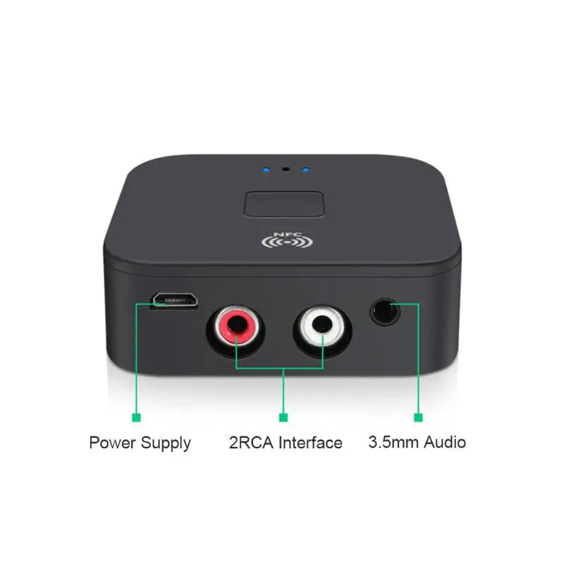 Bezdrôtové technológie NFC, Bluetooth 5.0 Prijímač 3,5 mm Jack, Aux pre 2 RCA Stereo Adaptér S Mic Auto Reproduktor Bluetooth Audio Prijímač