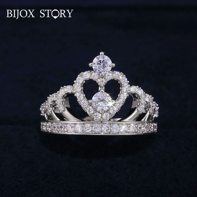 BIJOX PRÍBEH luxusné 925 sterling silver ring šperky s korunou v tvare zirkón drahých kameňov výtvarné krúžky pre ženy výročie svadby