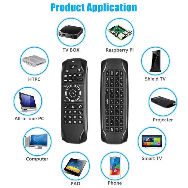 Bluetooth 5.0 Mini Klávesnica G7BTS Gyroskop, Podsvietený IČ Vzdelávania Vzduchu Myši, Diaľkový ovládač pre Smart TV Box Notebook, Tablet