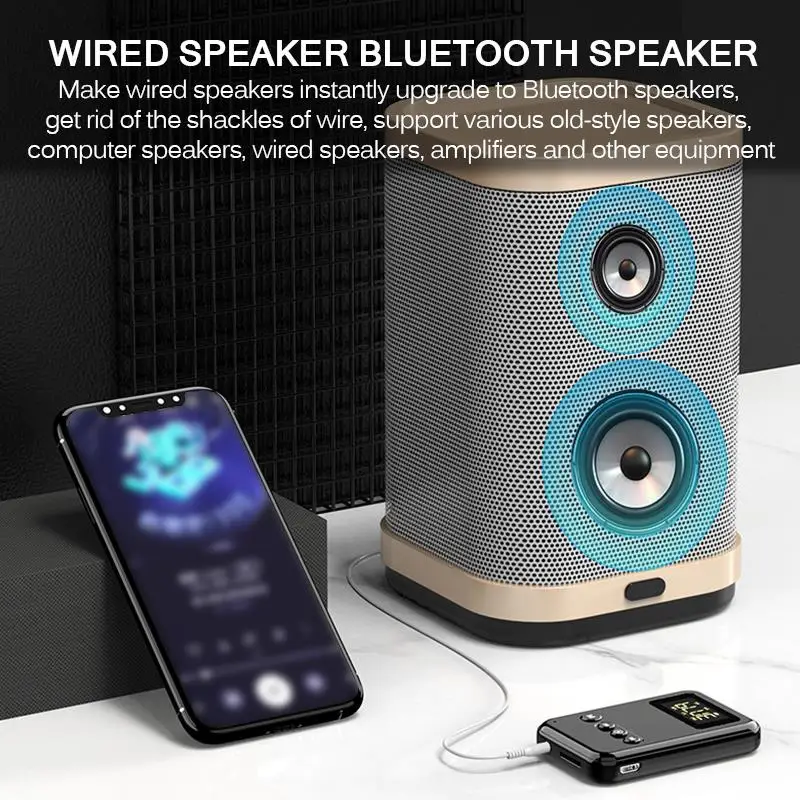 Bluetooth 5.0 Prijímač Vysielač Stereo Hudby Auto FM Slúchadlá Reproduktory Adaptér Podporuje TF Kartu