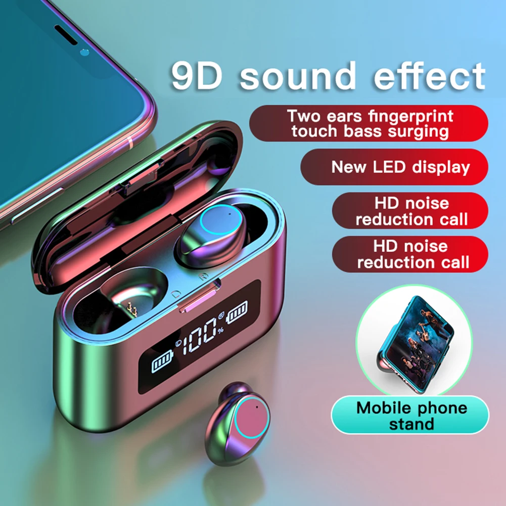 Bluetooth 5.0 Slúchadlá HIFI Stereo Zvukov Športové Slúchadlá TWS Bezdrôtový LED Displej Šumu Slúchadlo