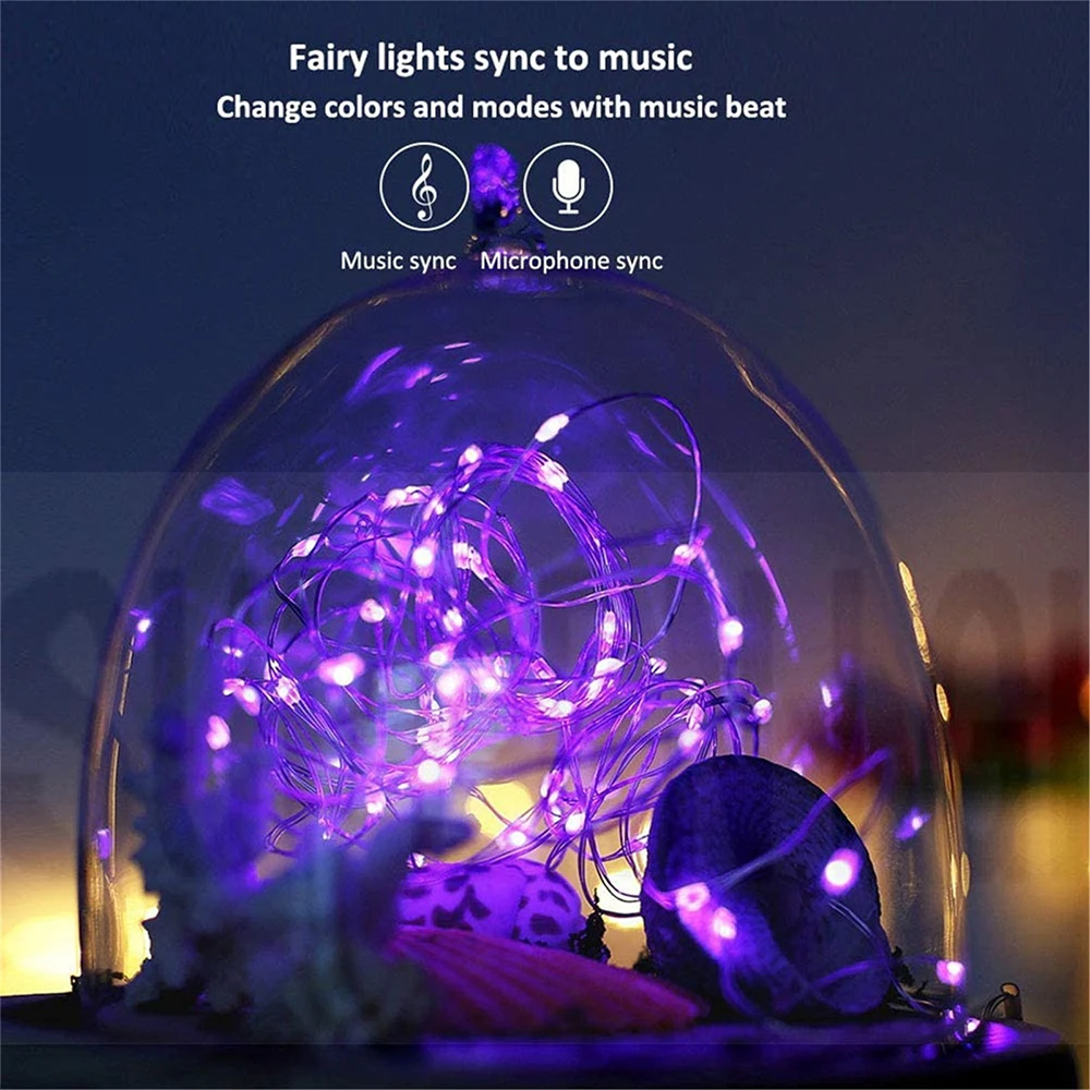 Bluetooth Rozprávkových Svetiel Medený Drôt LED Reťazec Svetelné Girlandy Spálňa pre Domáce Svadobné Nový Rok Dekorácie USB Vianočné Osvetlenie