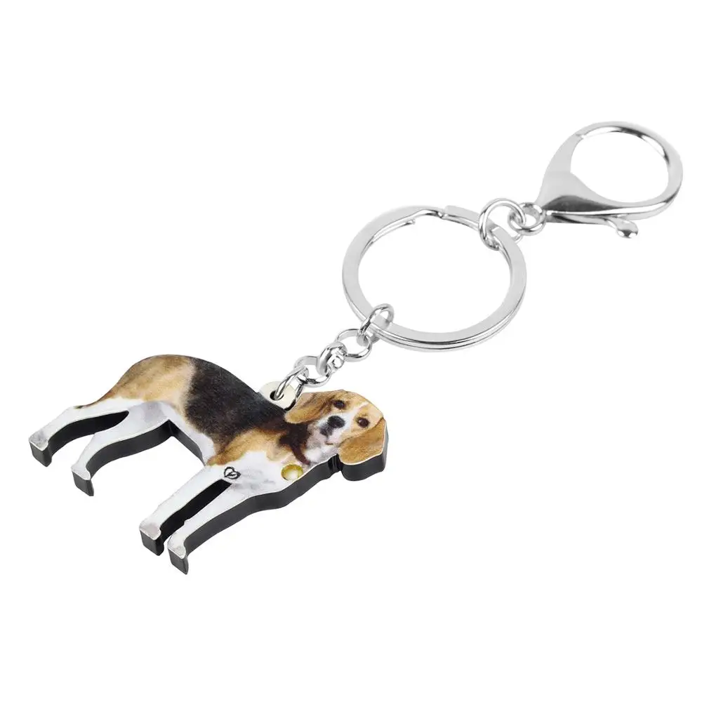 Bonsny Akryl Roztomilý Beagles Psa Keychains Keyring Pet Zvierat Prívesok Na Šperky Pre Ženy, Deti, Dievčatá Módne Darčeková Taška Auto Charms