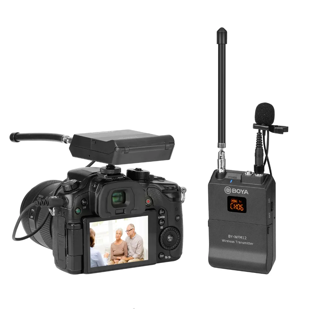 BOYA BY-WFM12 VHF Bezdrôtový Mikrofón Systém pre systém IOS, Android Smartphony, Video, digitálnych zrkadloviek, Kamery, Audio rekordéry, Pc, Youtube