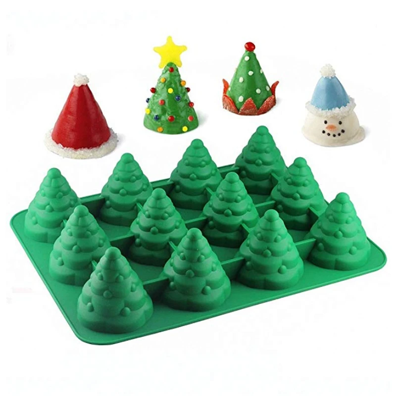 BPA Free 12 Spoločnosti Vianočný Stromček Tortu Formy Silica Gel Pečenie Formy 3D Čokoládová Torta Riadu Vysokej Kvality Tortu Nástroje