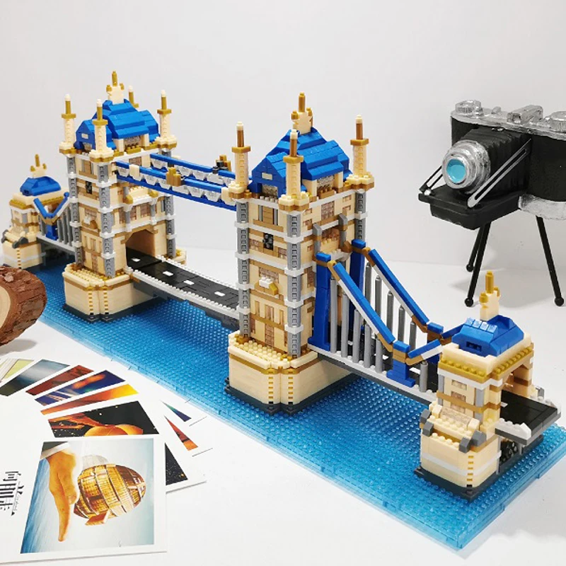 BS 9919 Svetovej Architektúry Na Tower Bridge, Londýn 3D Modle Mini Malé Kvádre, Tehly Diamond Budovy Hračka pre Deti, žiadne Okno