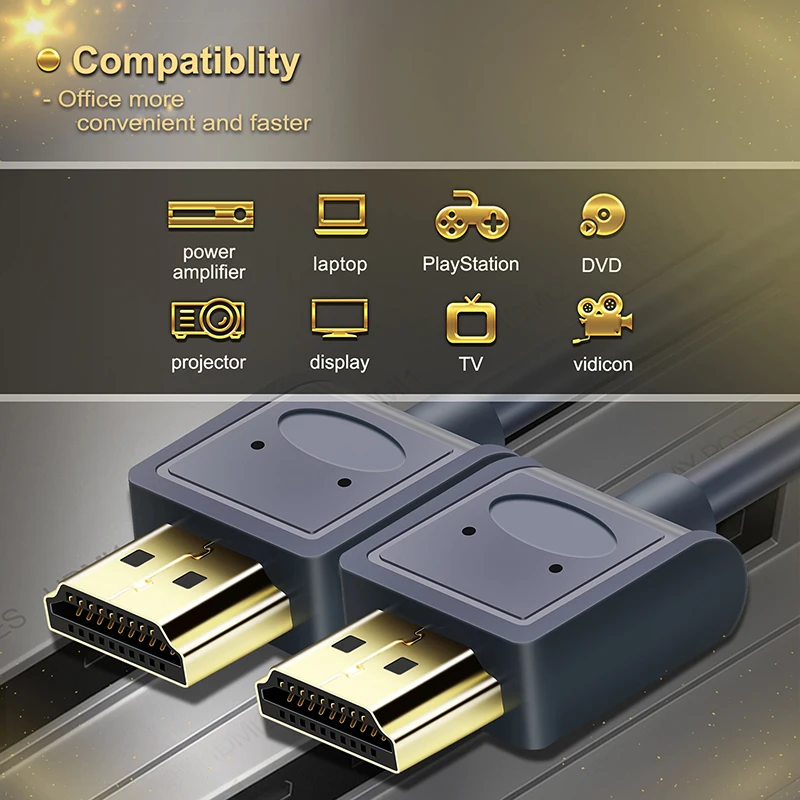 CABLETIME Kábel HDMI Samec Samec 3D 4K 2.0 60 hz Full HD Premium Kábel Hdmi 24K Zlatom pre Blue-Ray PS4 Box C125