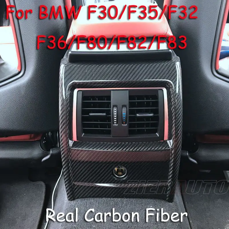 Carbon Fiber Zadné Otvory Kryt pre BMW F30/F32/F36/F80/F82 Interiéru Čalúnenie Add-on Real Uhlíka