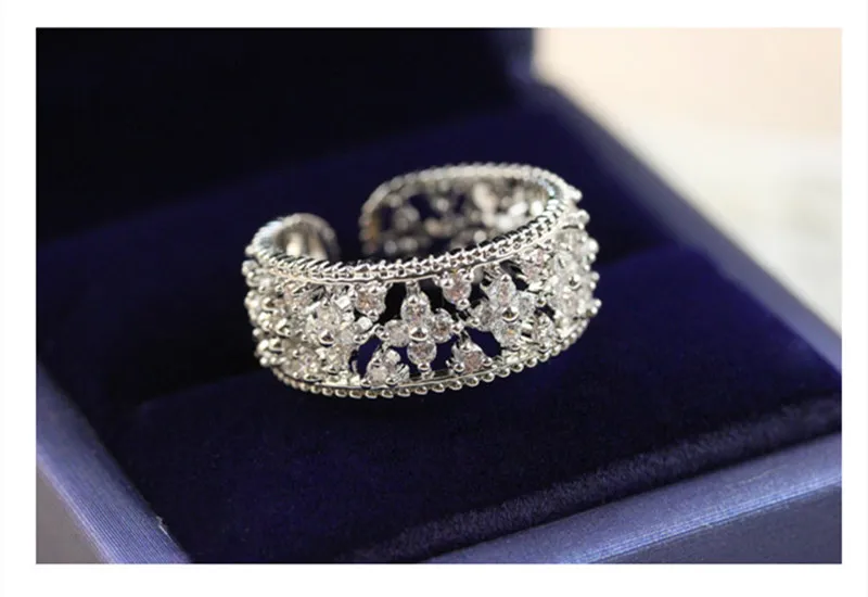 CC Strieborné Prstene Pre Ženy, Dámy Duté Ďatelina Otvoriť Svadobné Princezná Svadobné Šperky Zásnubný Prsteň Parure Bijoux Femme CC773