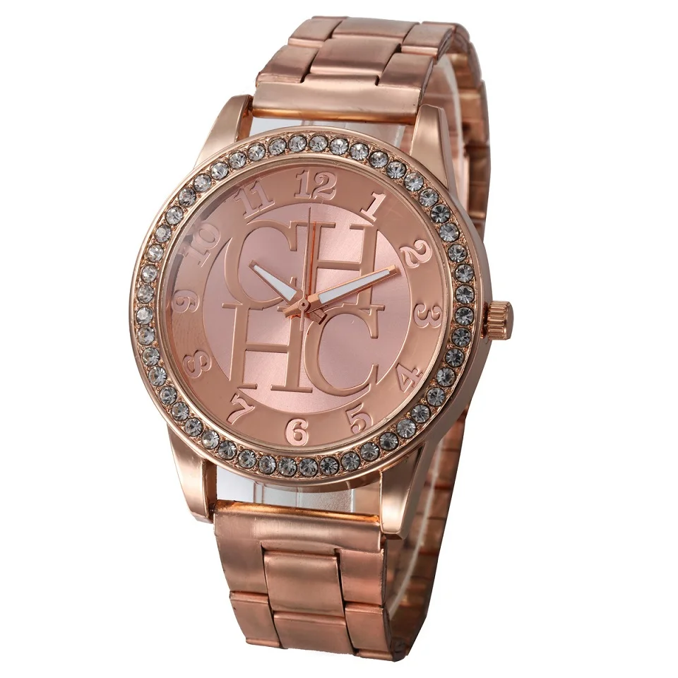 CHHC Drahokamu Módne Zlato Ženy Hodinky Dámy Bežné Plný Nehrdzavejúcej Ocele, Luxusné Značky Quartz náramkové hodinky reloj mujer