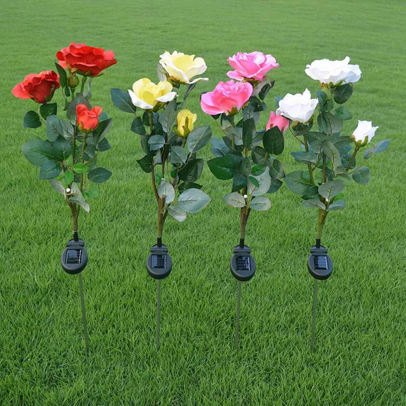Chiclits Vonkajšie Rose Solárne LED osvetlenie Záhrady Dvore Trávnik Umelý Kvet Lampa Krajiny Záhrada Domáce Dekorácie Svetlá Biela