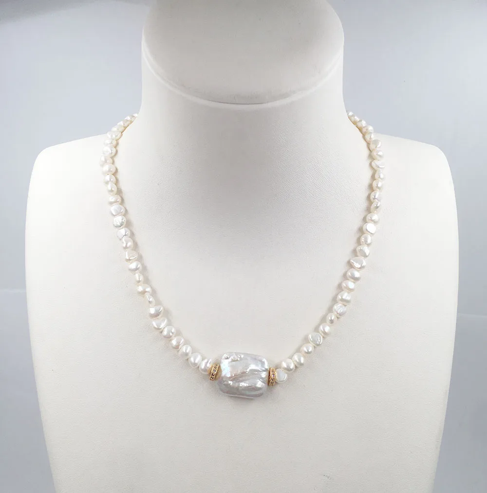 Chocker neckace, prírody sladkovodné baroková perla 15-20 cm